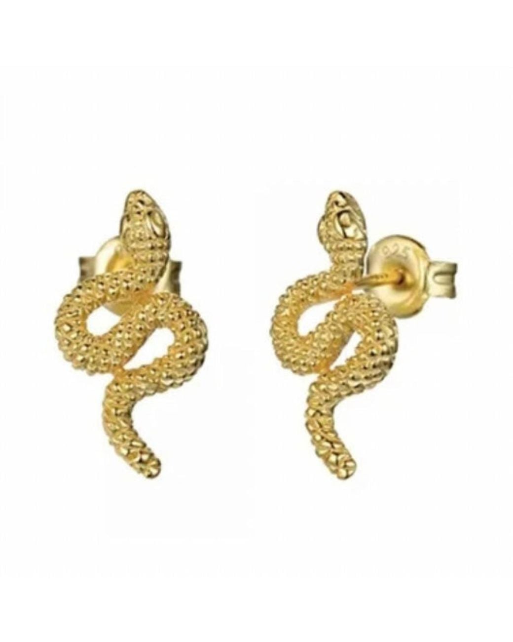 Jagged Halo Jewelry Metallic Serpent Stud Earrings