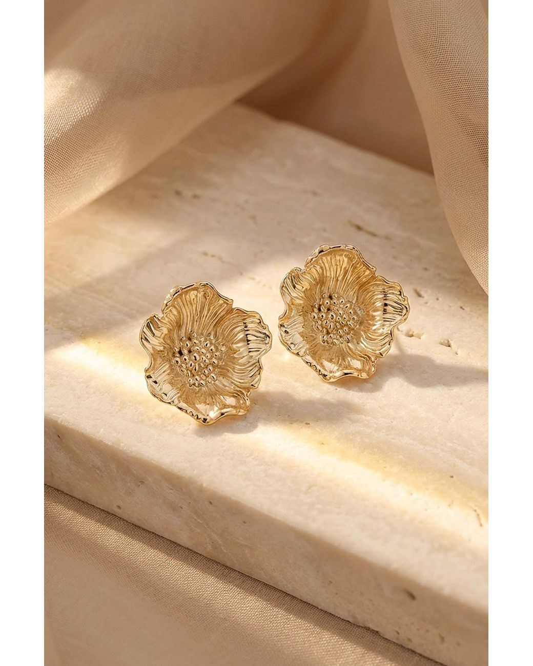 Astor & Orion Metallic Poppy Floral Stud Earrings