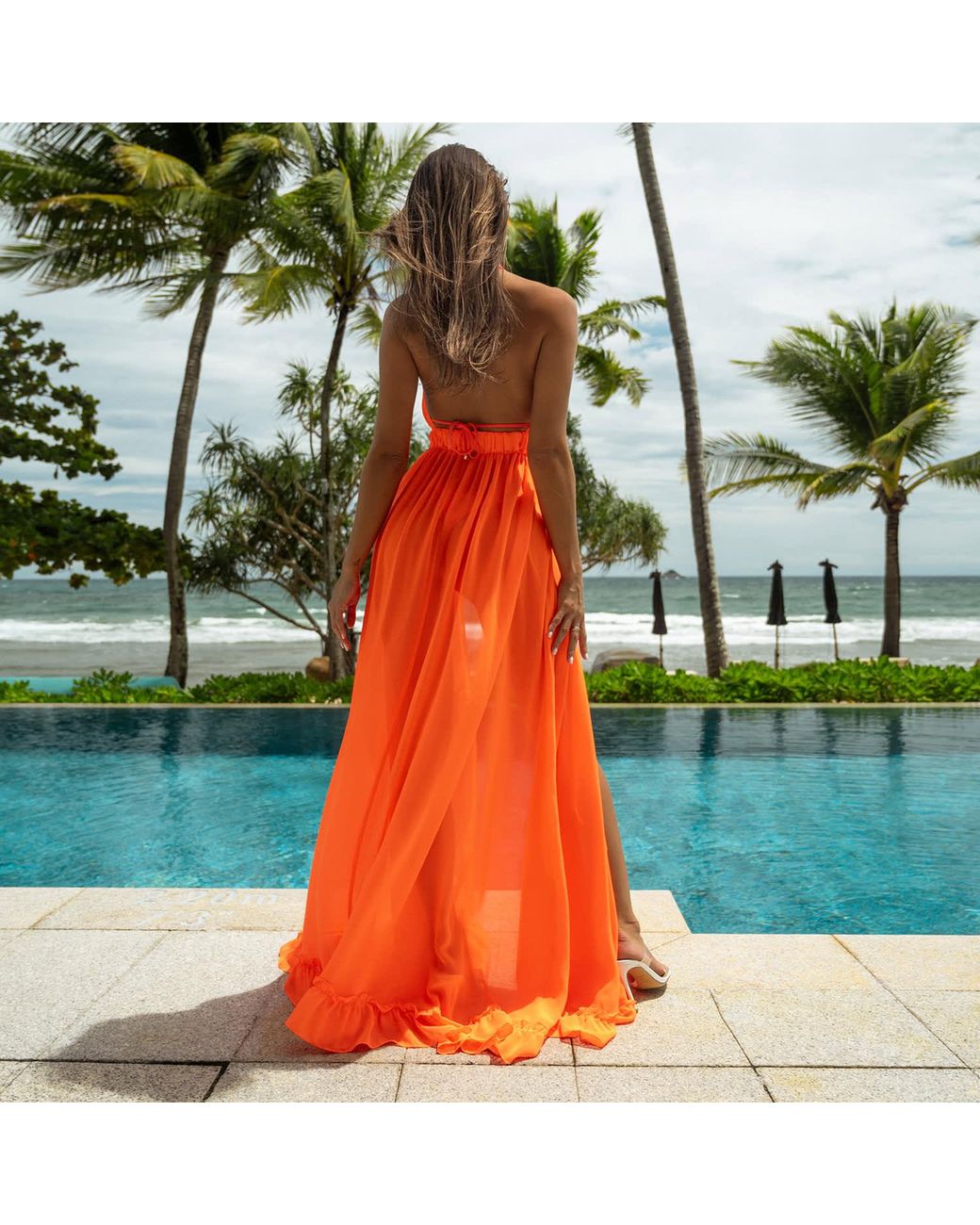 Ak Royalty Resortwear Orange Olivia Buckle Coverup Neon