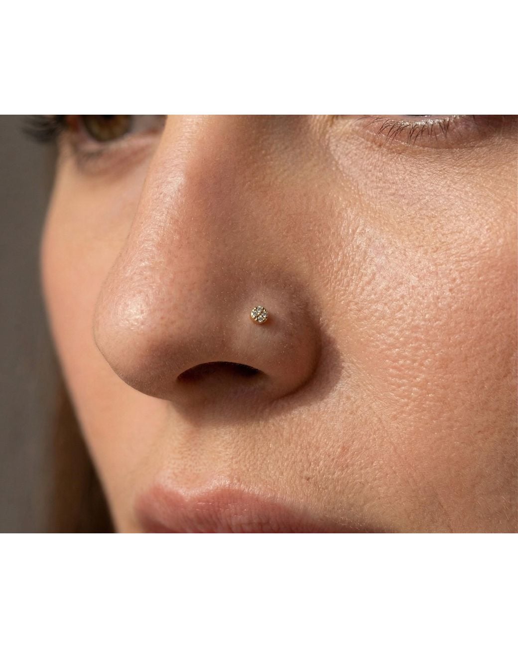 Zahav Jewelry Black 14K Solid 24G Pavé Cz L Shape Nose Stud