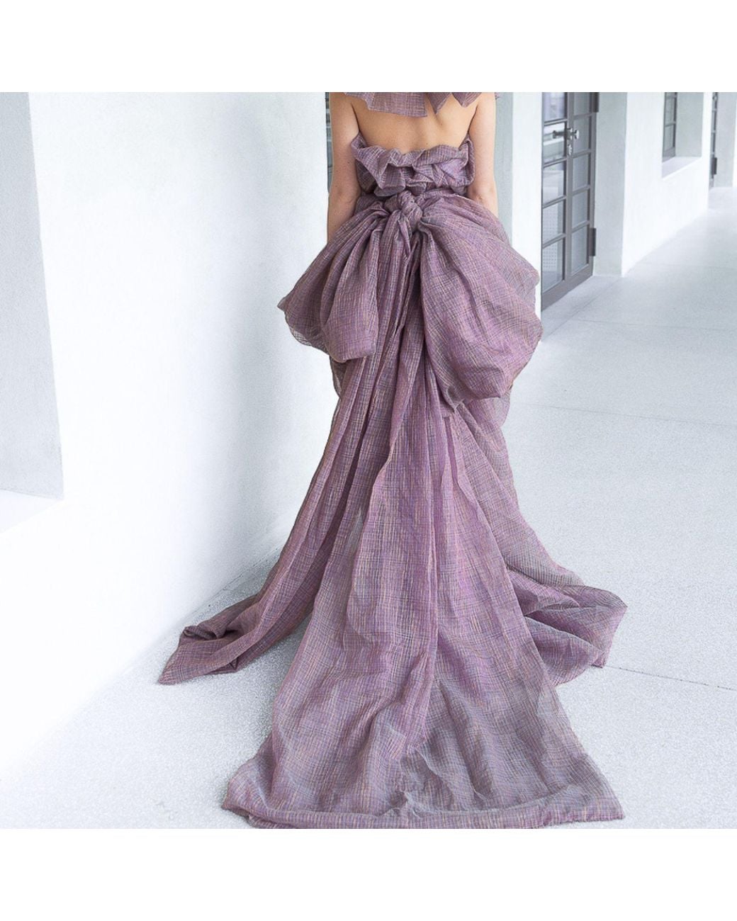 Miro Misljen Purple Amethyst Cascade Convertible Gown