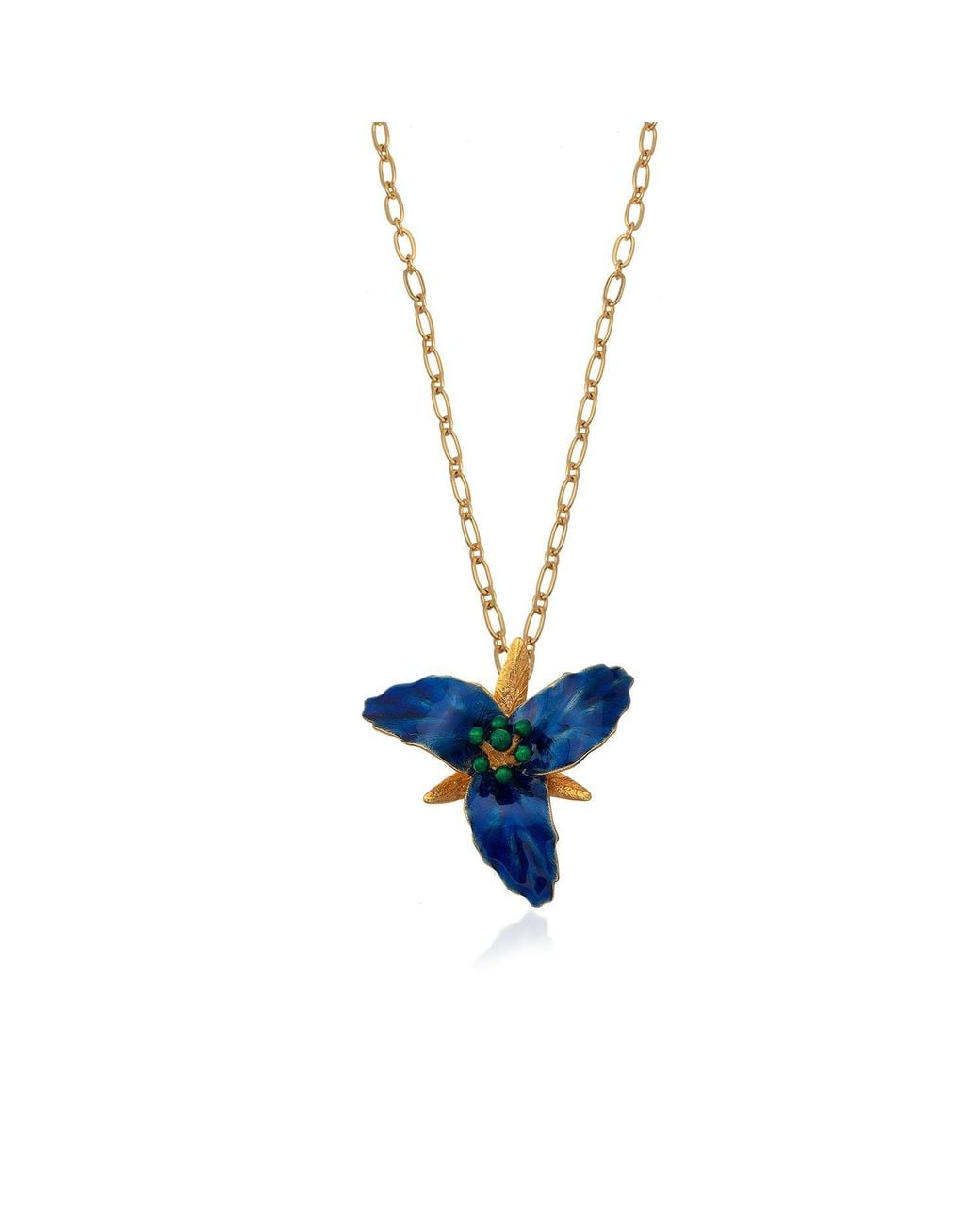 Milou Jewelry Blue Lily Flower Necklace