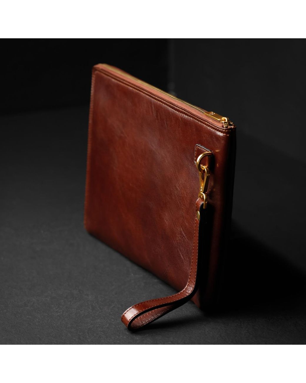 Time Resistance Brown Leather Clutch Purse for men