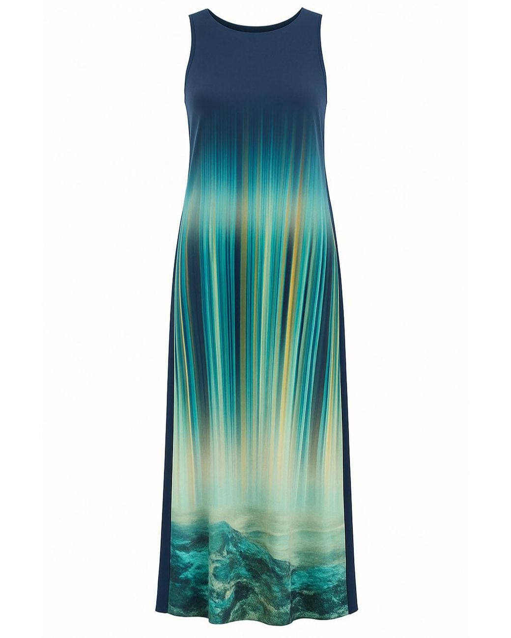 Conquista Green Sleeveless Print Maxi Dress