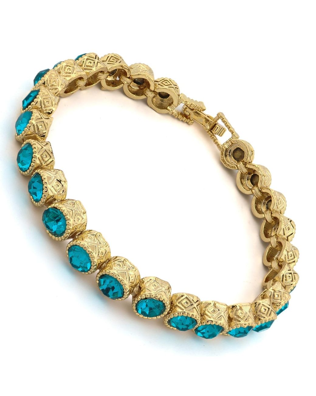 Ebru Jewelry Metallic Aquamarine Tennis Mystic Bracelet