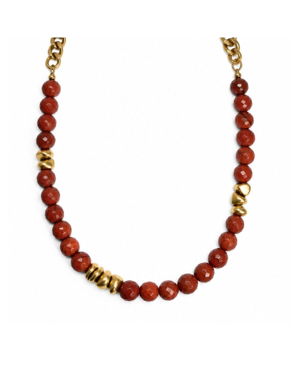 Rachel Nathan Red Jasper & Brass Stones Necklace