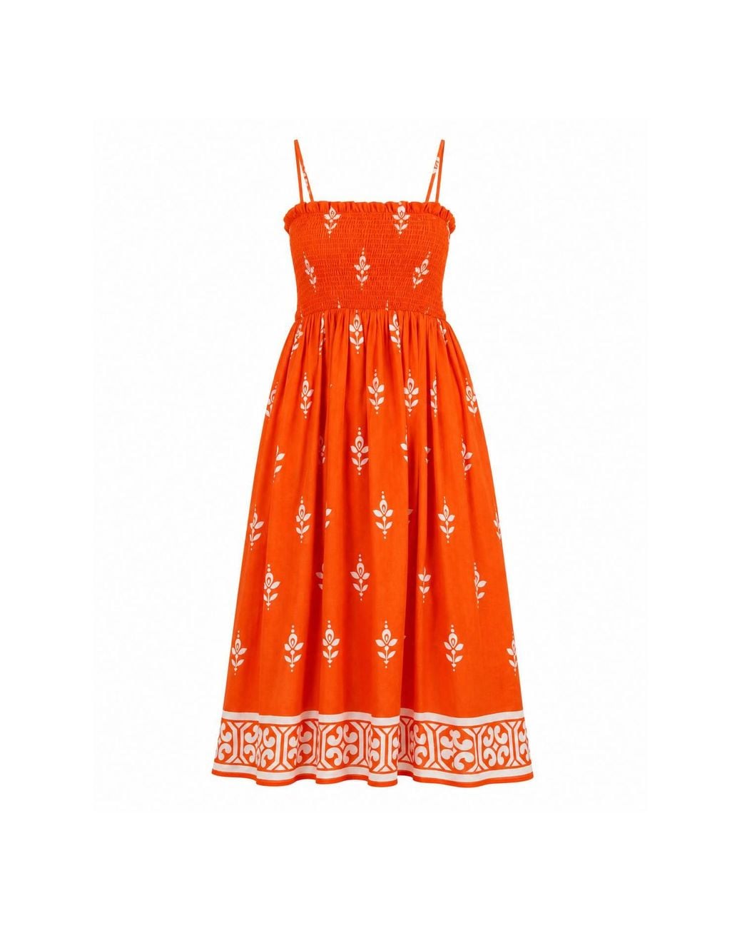 Girl In Mind Orange Abby Border Print Maxi Dress