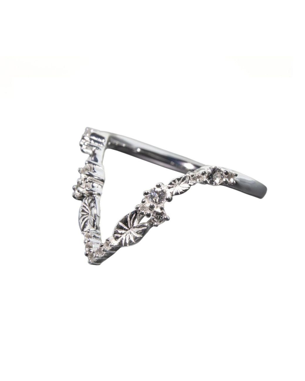 NASI SILVER Metallic Lilypad Ring- Topaz
