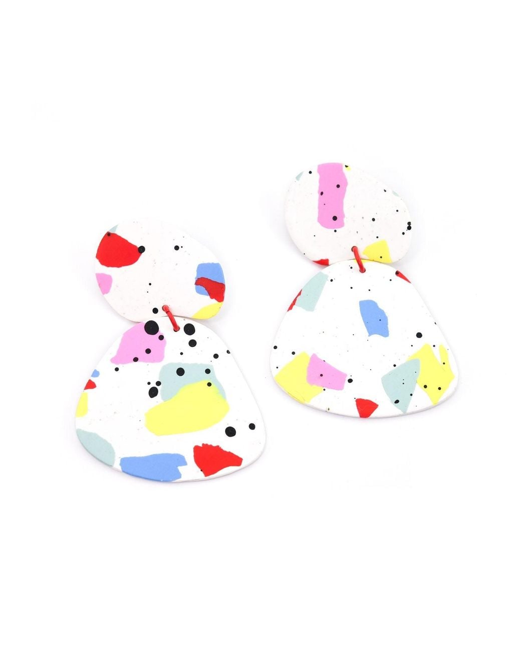 By Chavelli Yellow Paint Splatter Dangly Earrings