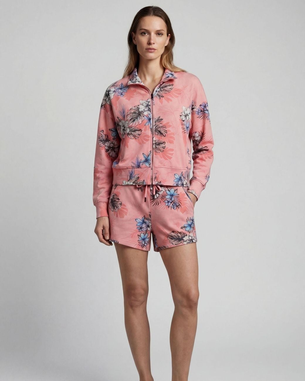 Lords of Harlech Red Penelope Exotic Floral Coral Drawstring Short