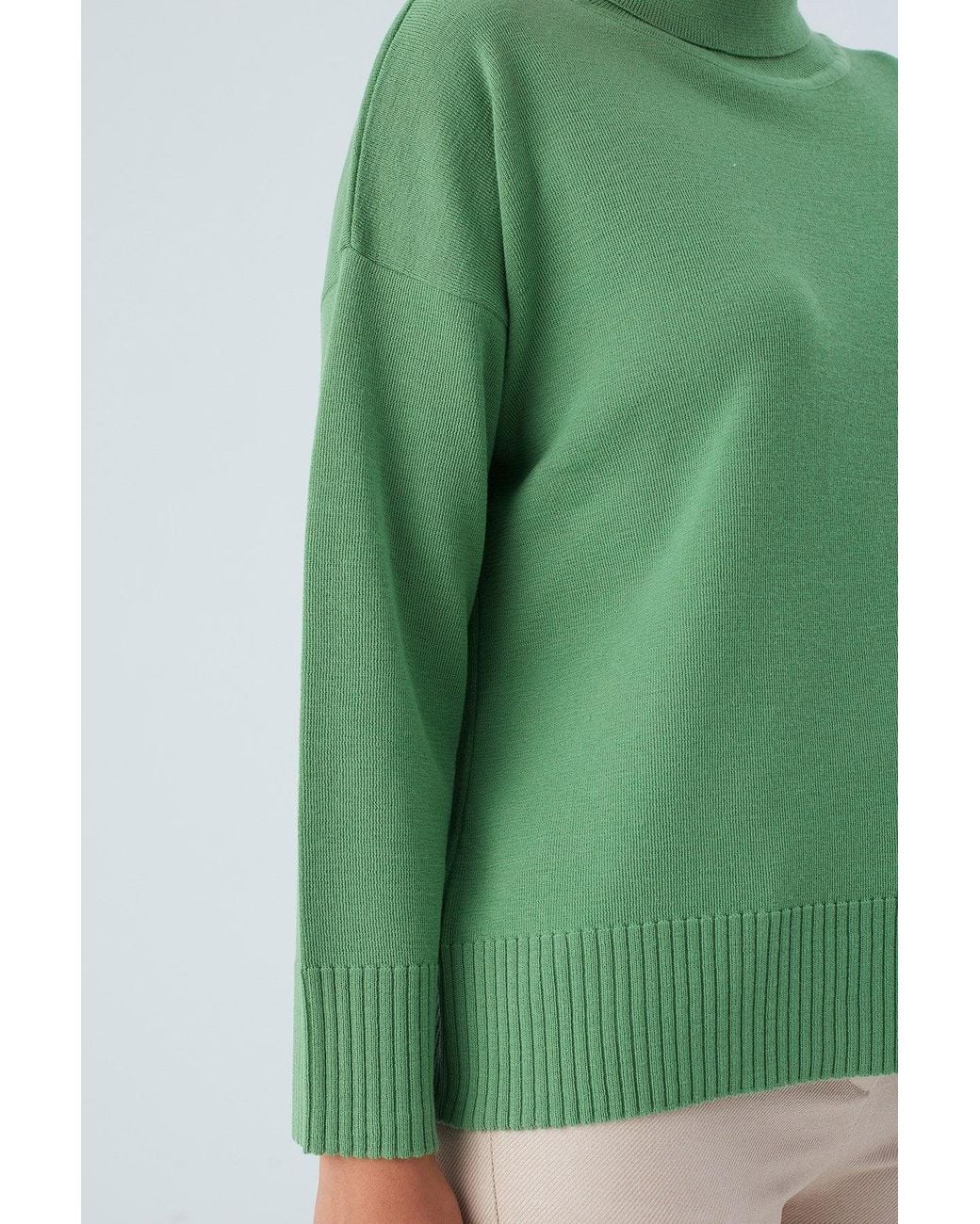 Peraluna Green Wide Roll Neck Knitwear Pullover