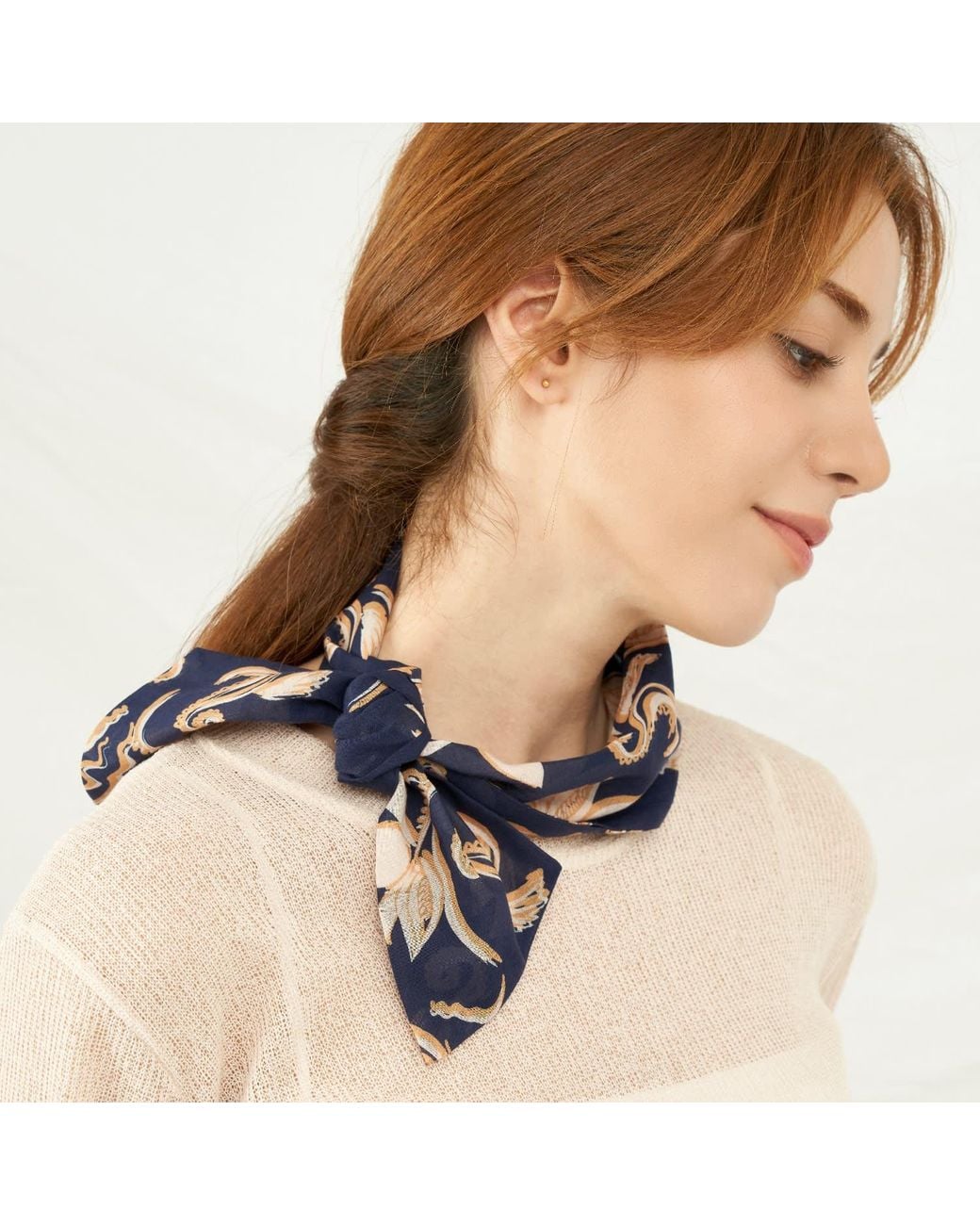 Maraethra Blue Dancing Floral Cotton Tie Scarf