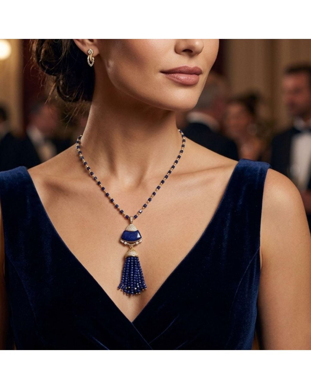 Bellus Domina Blue Sterling Lapis Lazuli Tassel Necklace