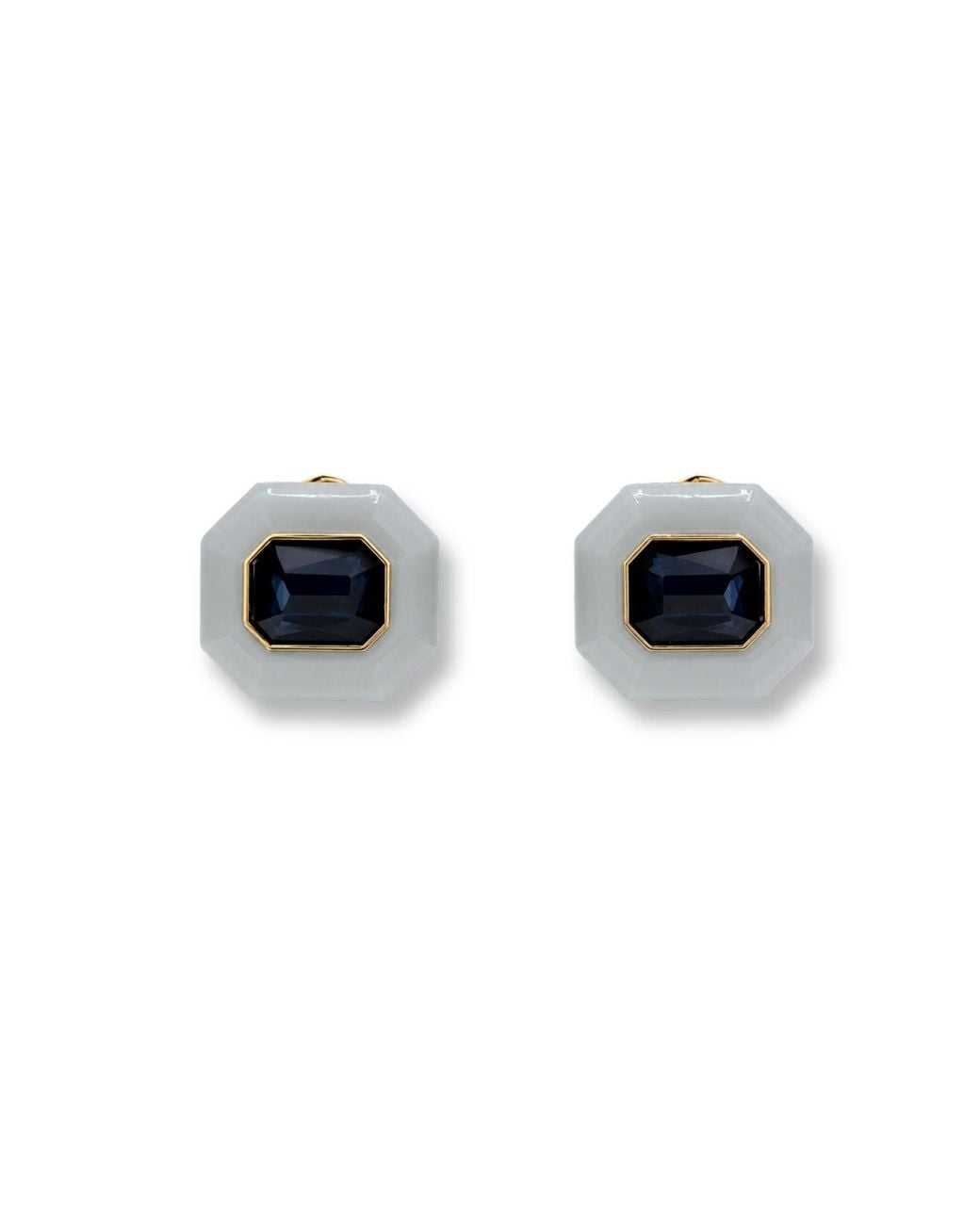 Michael Nash Jewelry Black Lena Aqua Resin And Sapphire Crystal Octagon Earrings