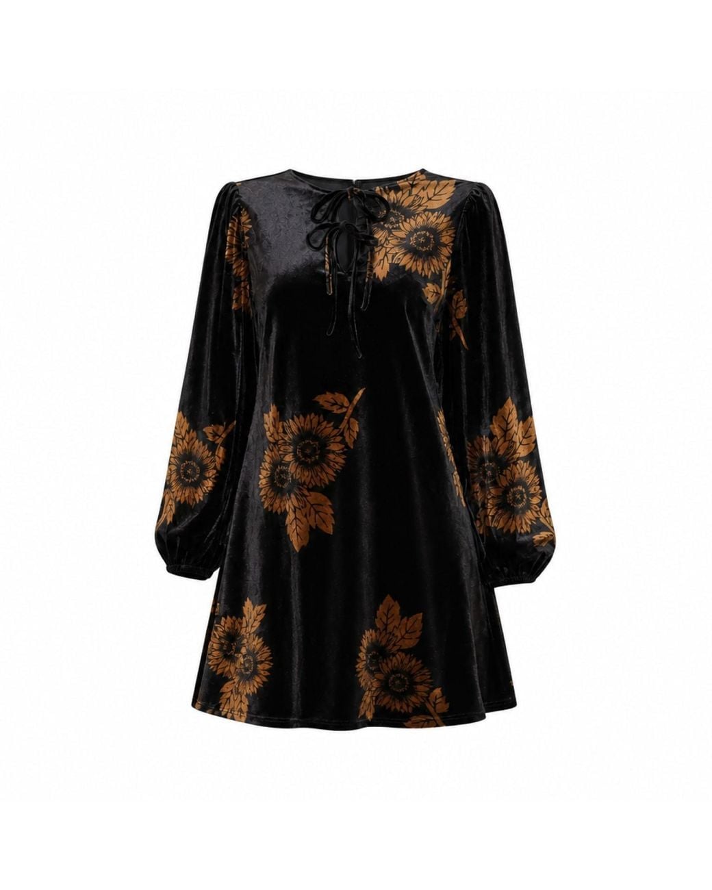 Yumi' Black Velvet Sunflower Print Tunic