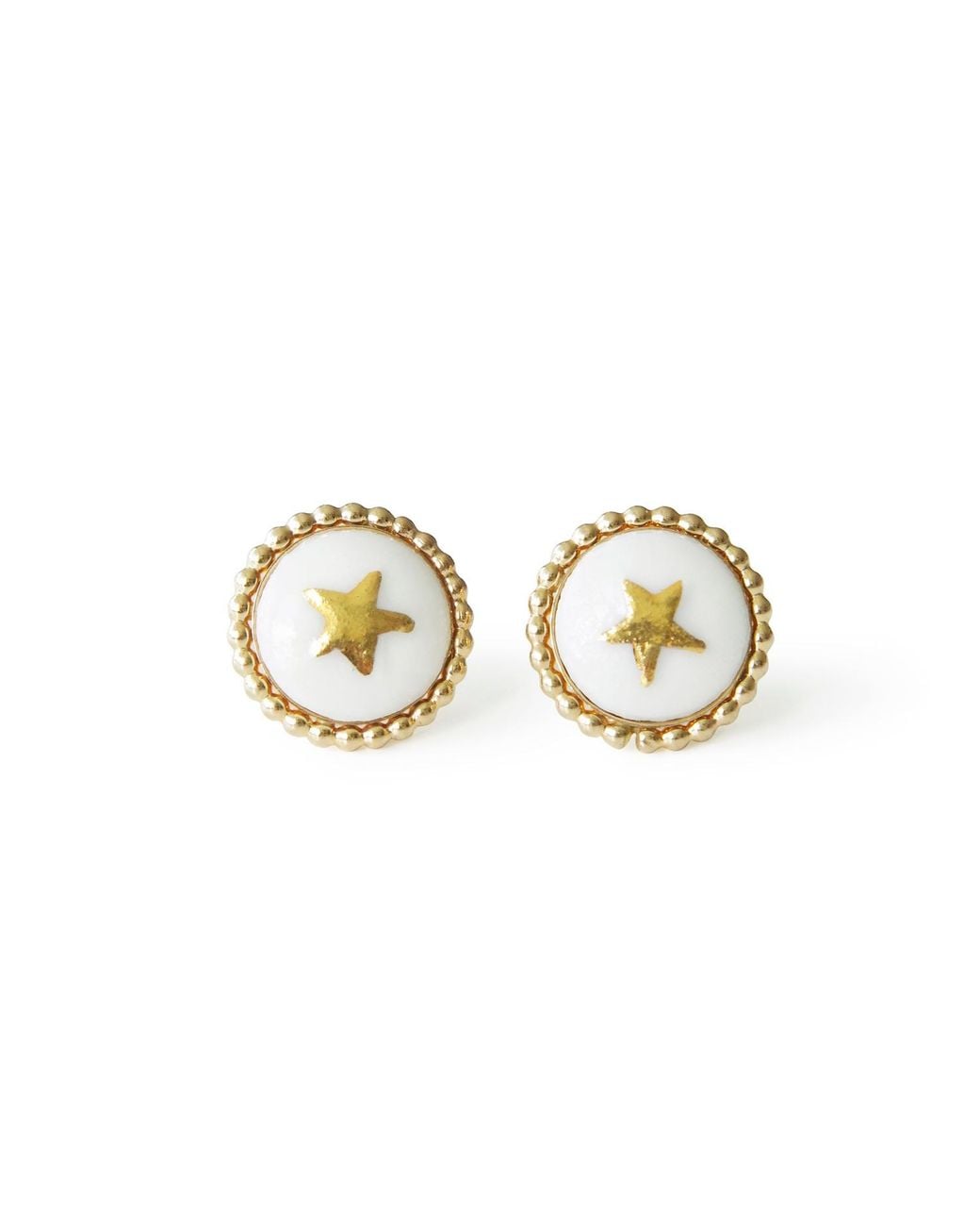 POPORCELAIN Metallic Gold Lustre Star Stud Earrings