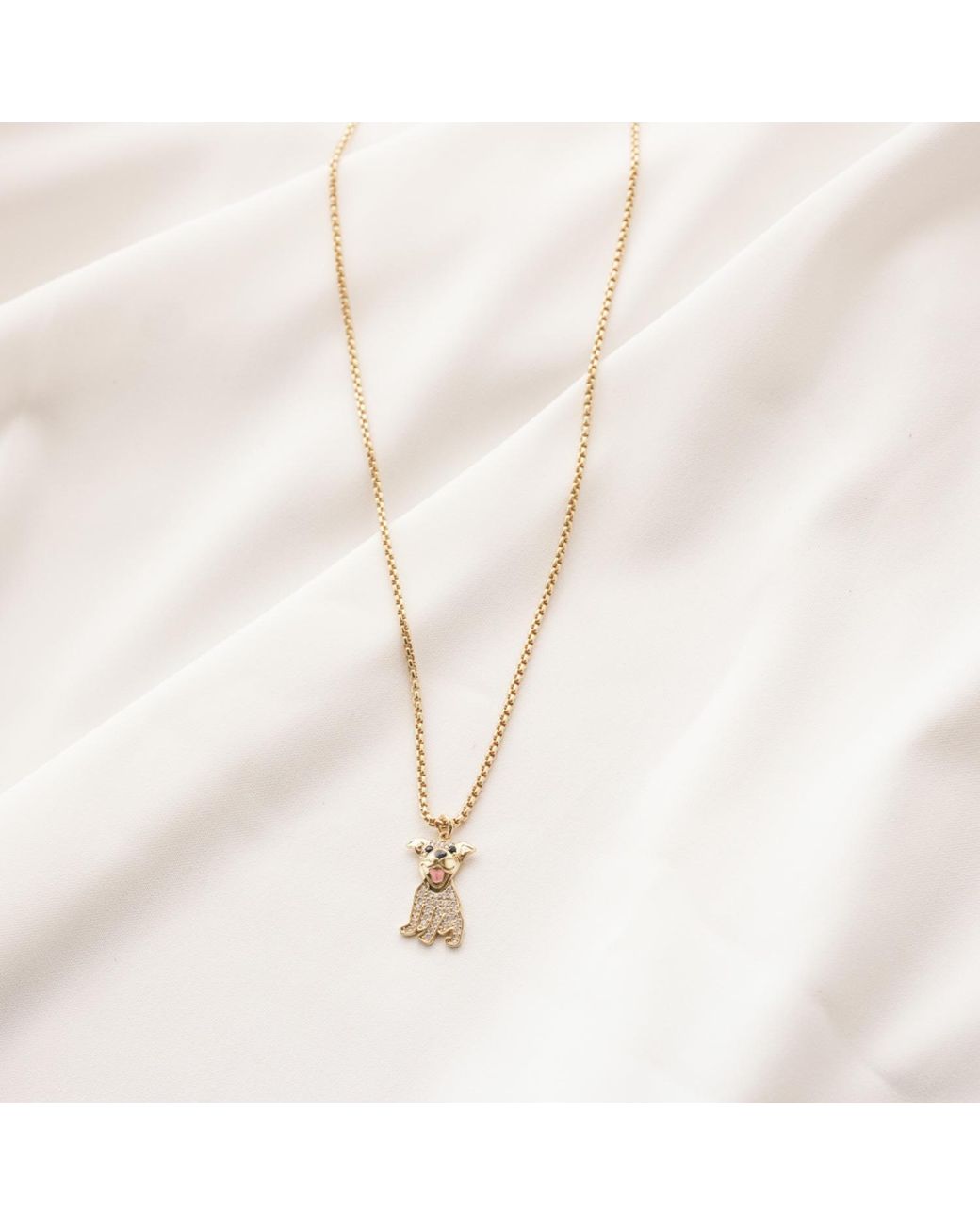 Cloud Haven Metallic Mini Cz Smiling Pittie Pendant Necklace