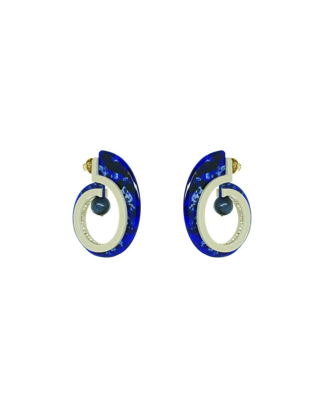Gissa Bicalho Blue Handmade Acrylic Earring Hoops Orion