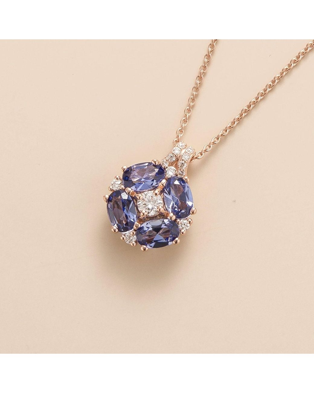 Juvetti Multicolor Rose Pristi Rose Necklace Diamonds & Ceylon Sapphire