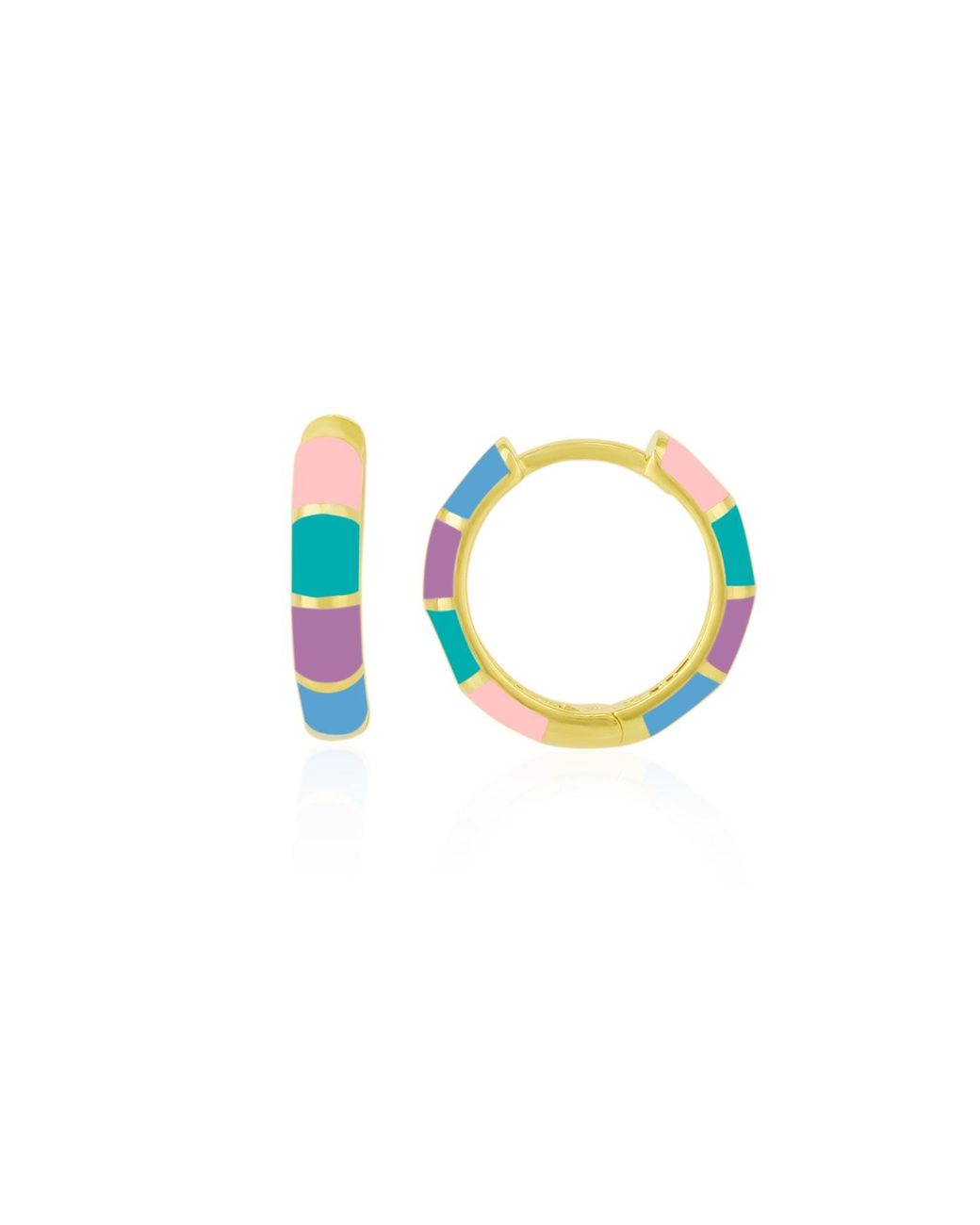 Spero London Black Enamel Sterling Hoop Earring