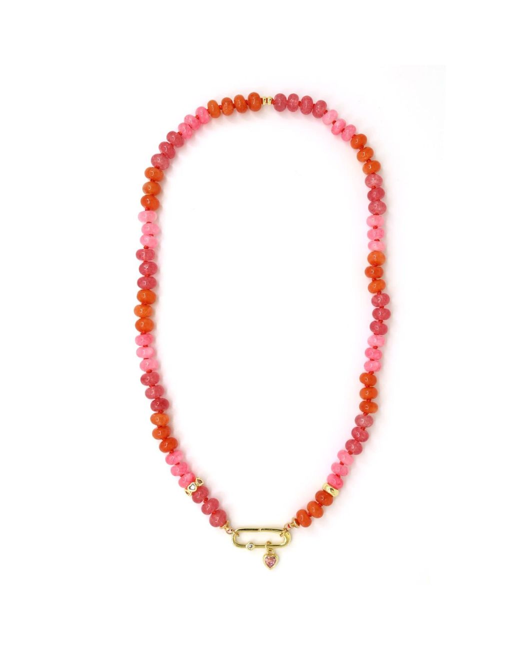 Shar Oke Red Gemstone Silk Knotted Necklace