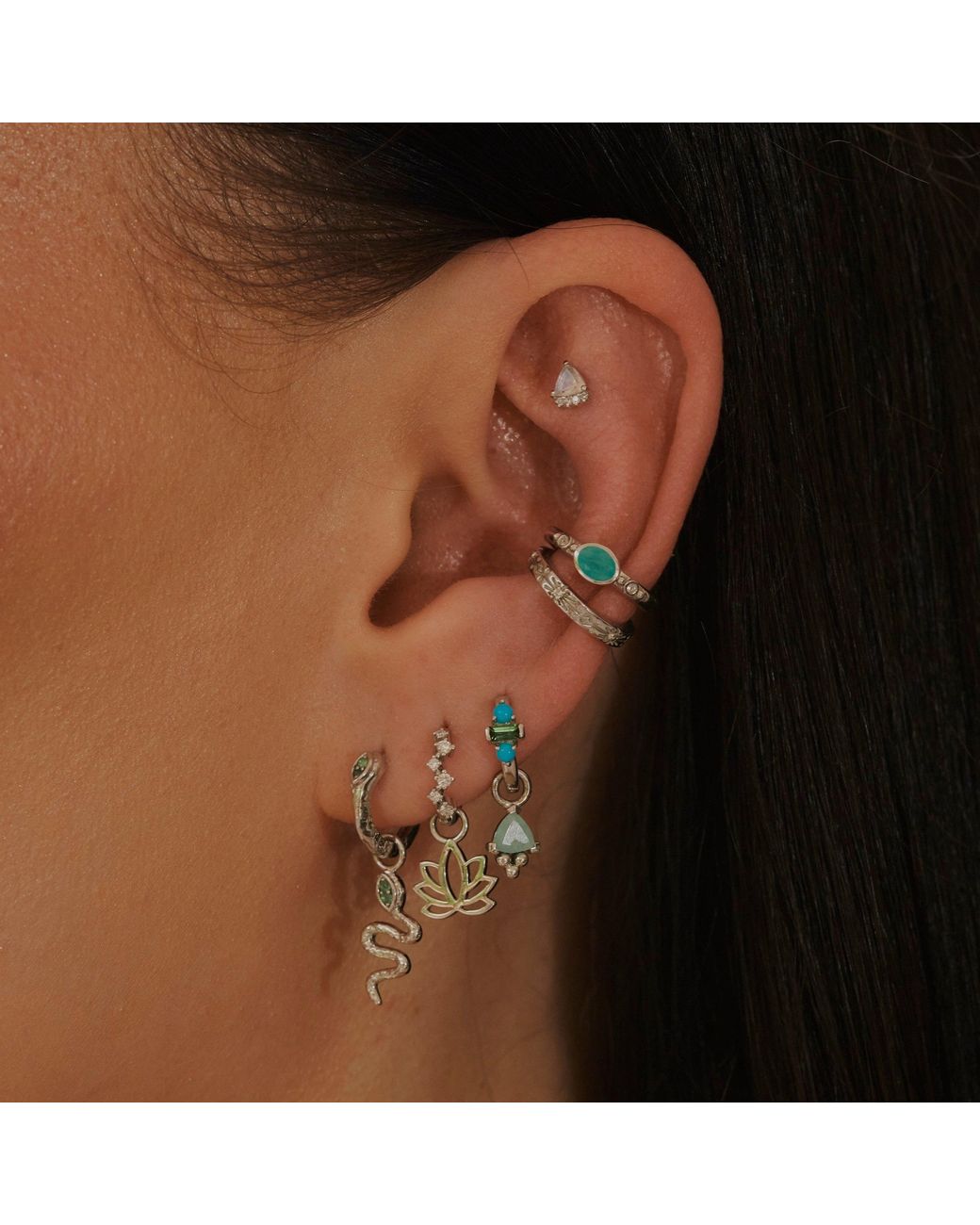 Zohreh Blue Amazonite & Sapphire Ear Cuff Sterling