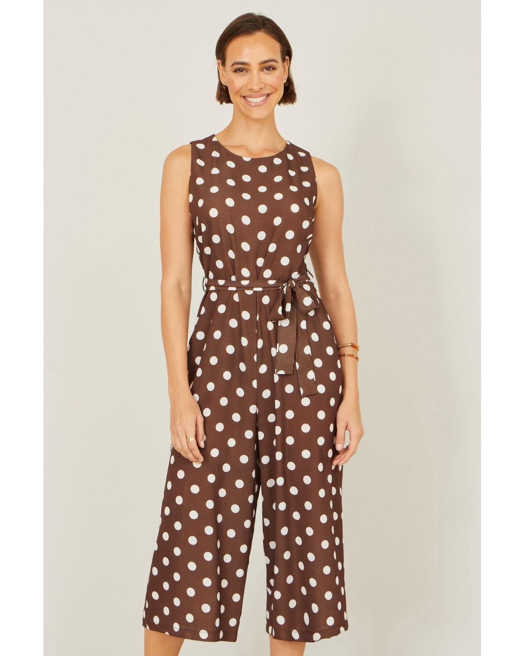 Yumi' Red Polka Dot Culotte Jumpsuit