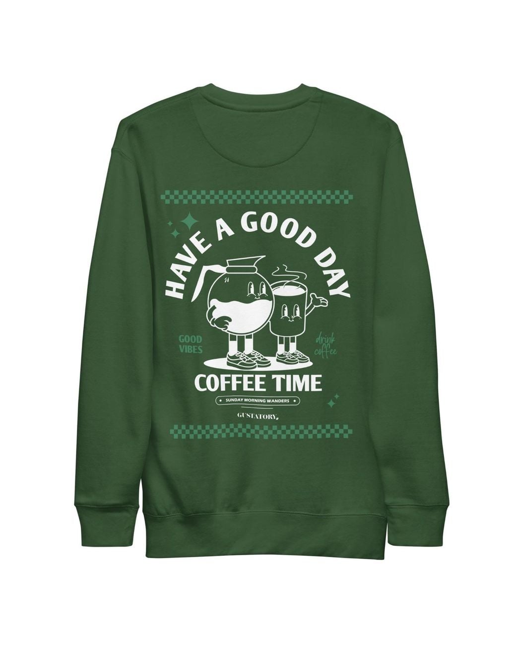 Anchor and Crew Green Forest Gustatory Have A Good Day Cotton Blend Embroidered Sweatshirt for men