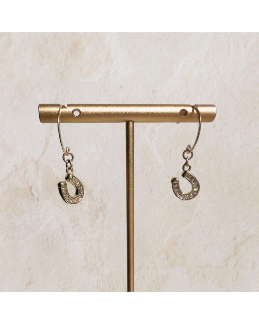 Rachel Nathan White Round Hook & Baguette Horseshoe Earrings