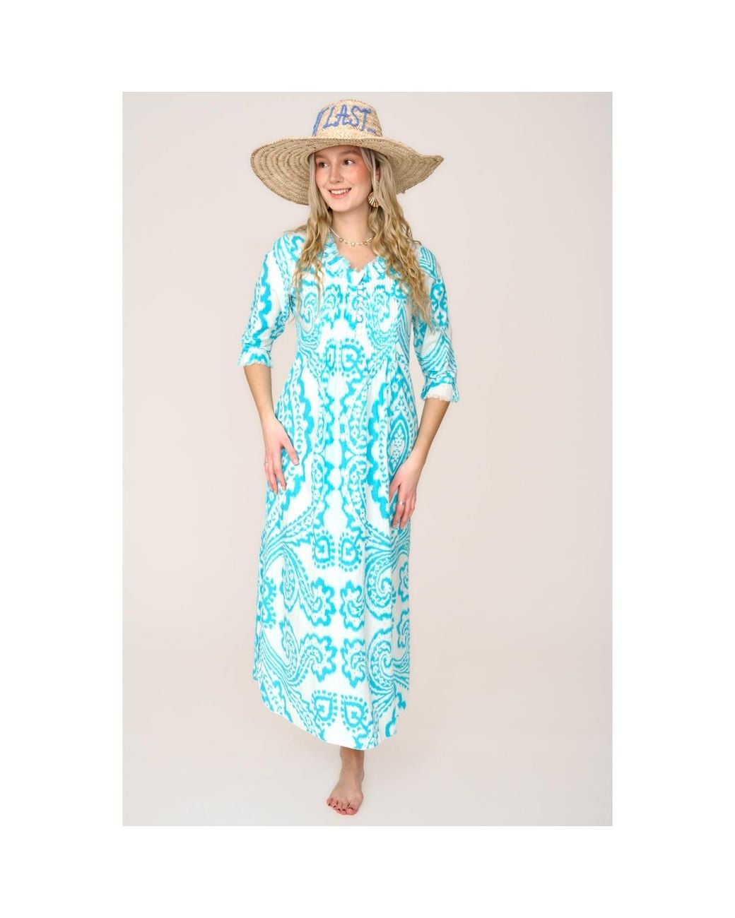 At Last Blue Cotton Annabel Maxi Dress