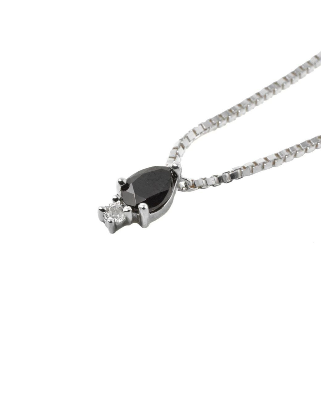 NASI SILVER Metallic Pear Atarah Necklace- Onyx & Topaz