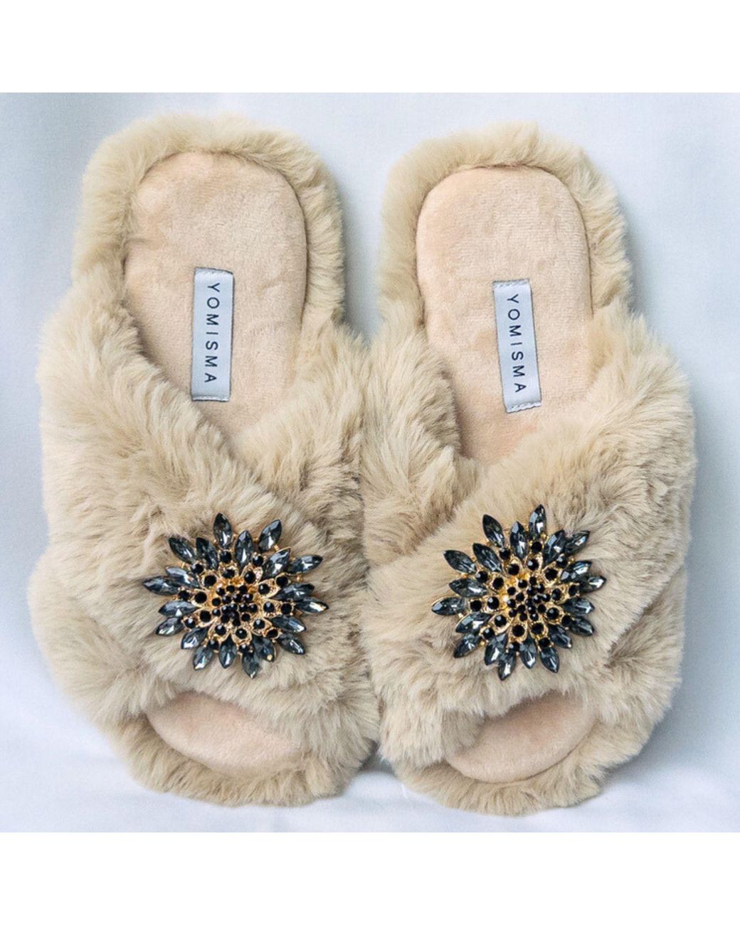 Yomisma Natural Neutrals Faux Fur Slippers