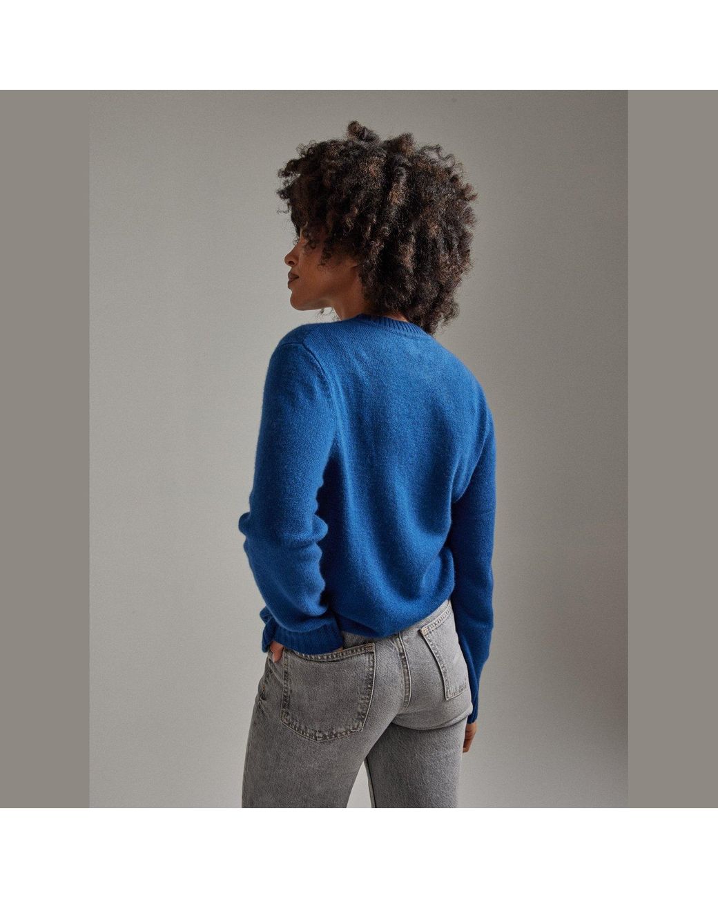 Salts Cashmere Blue Lofty Knit Crew Neck Sweater