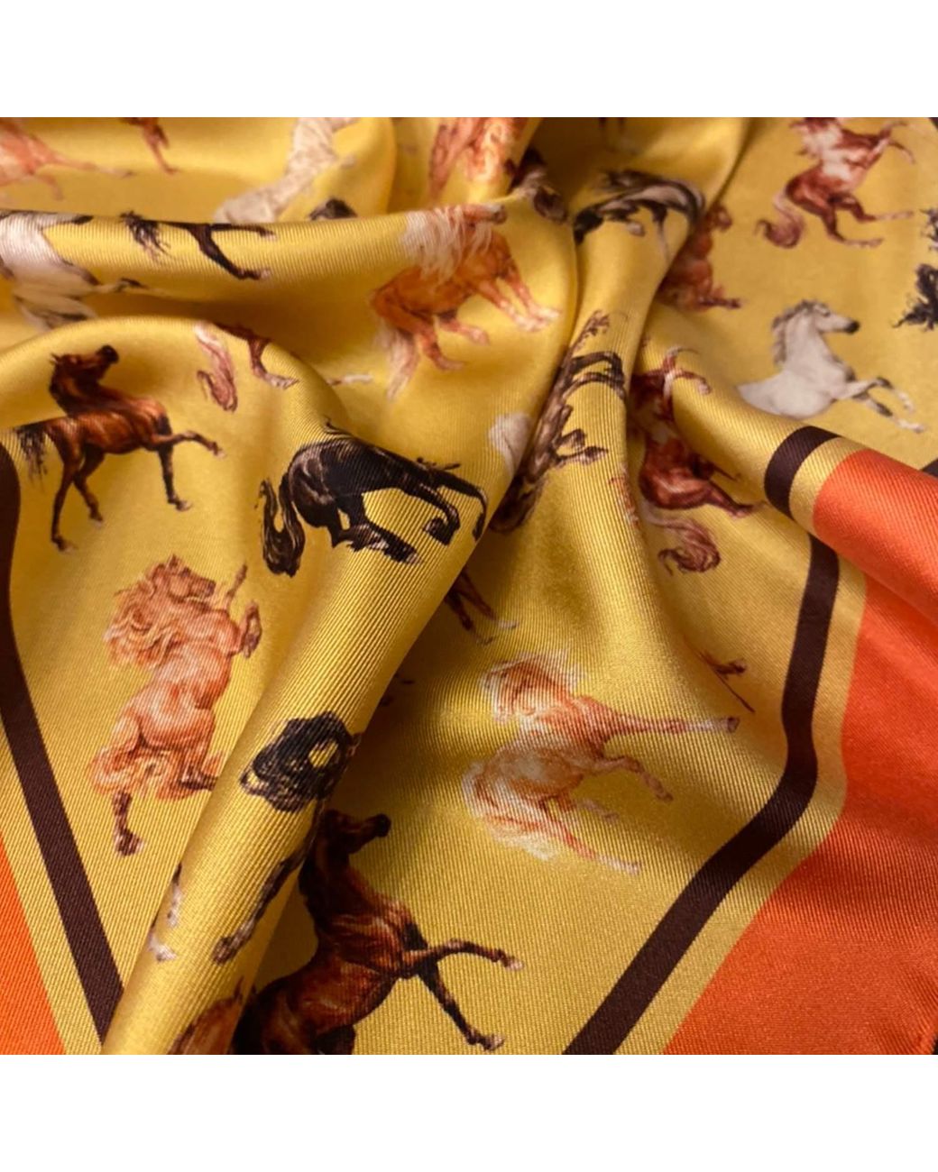 Ralufineart Metallic Silk Twill Pocket Square With Horses for men