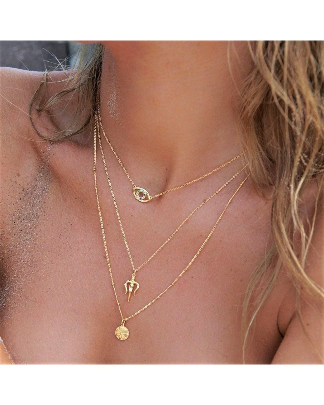 With Love Darling Metallic Eye Necklace Sterling