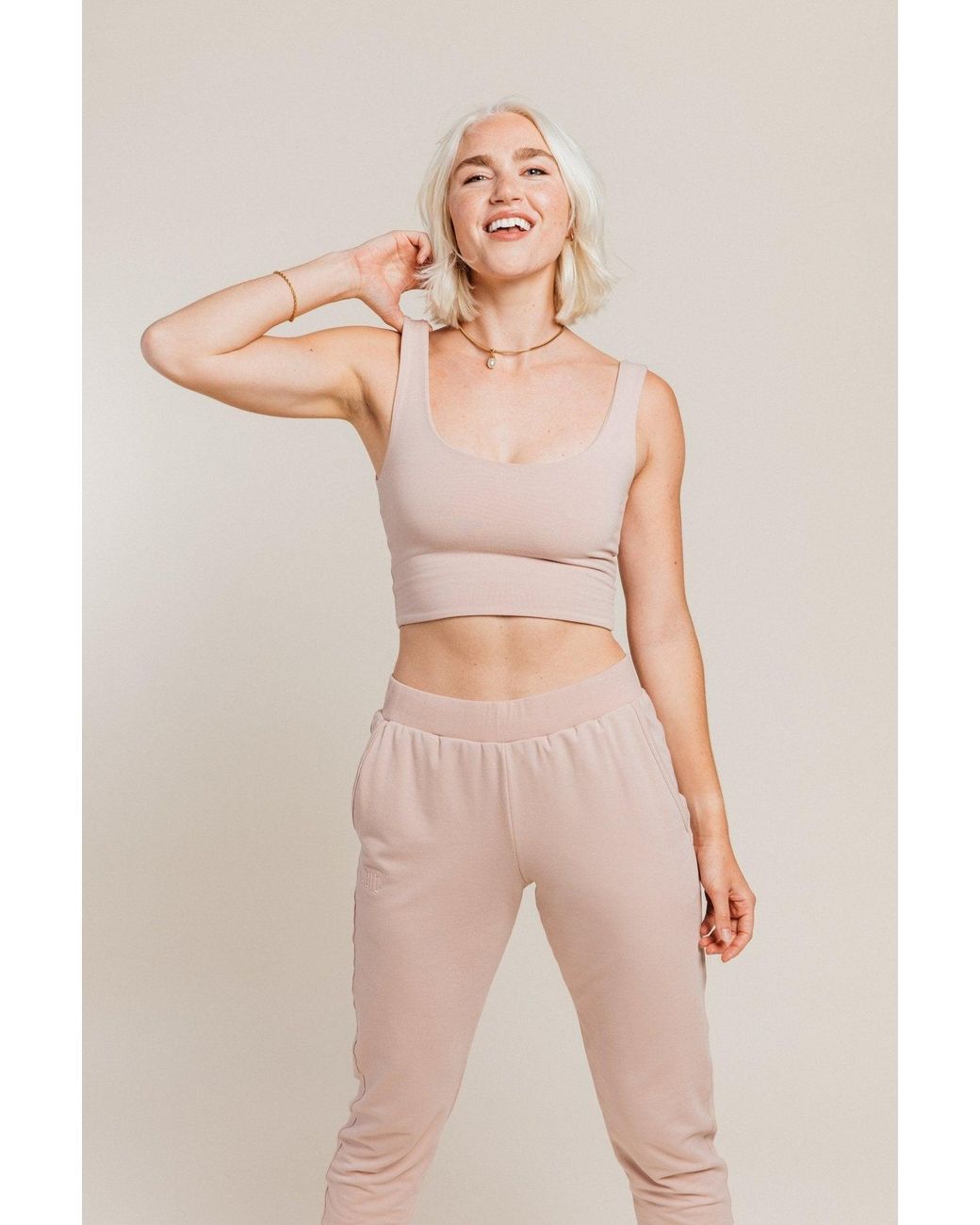 Ocio Leisurewear Pink Double Scoop Tank