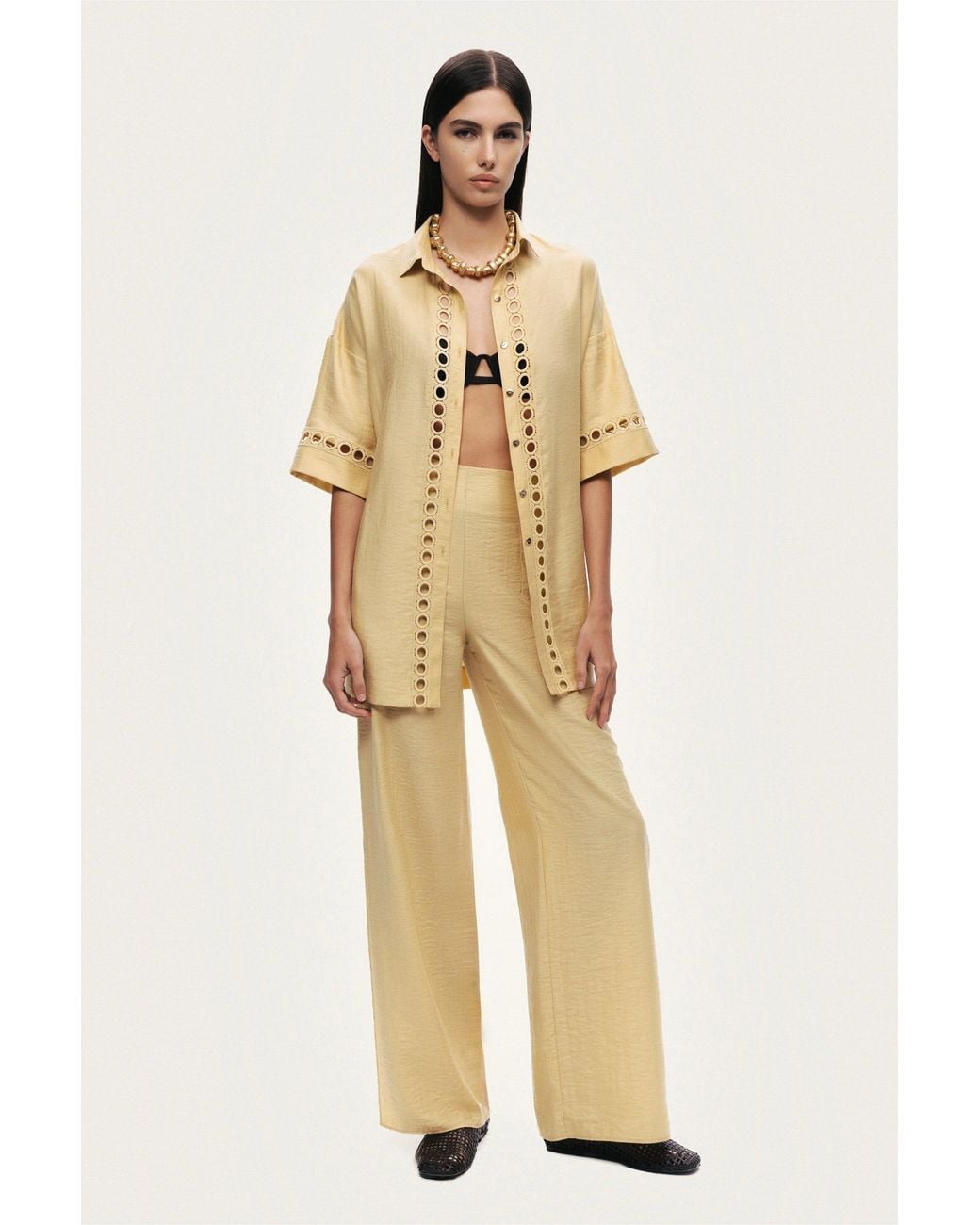 Nocturne Yellow Relaxed Straight-Leg Pants
