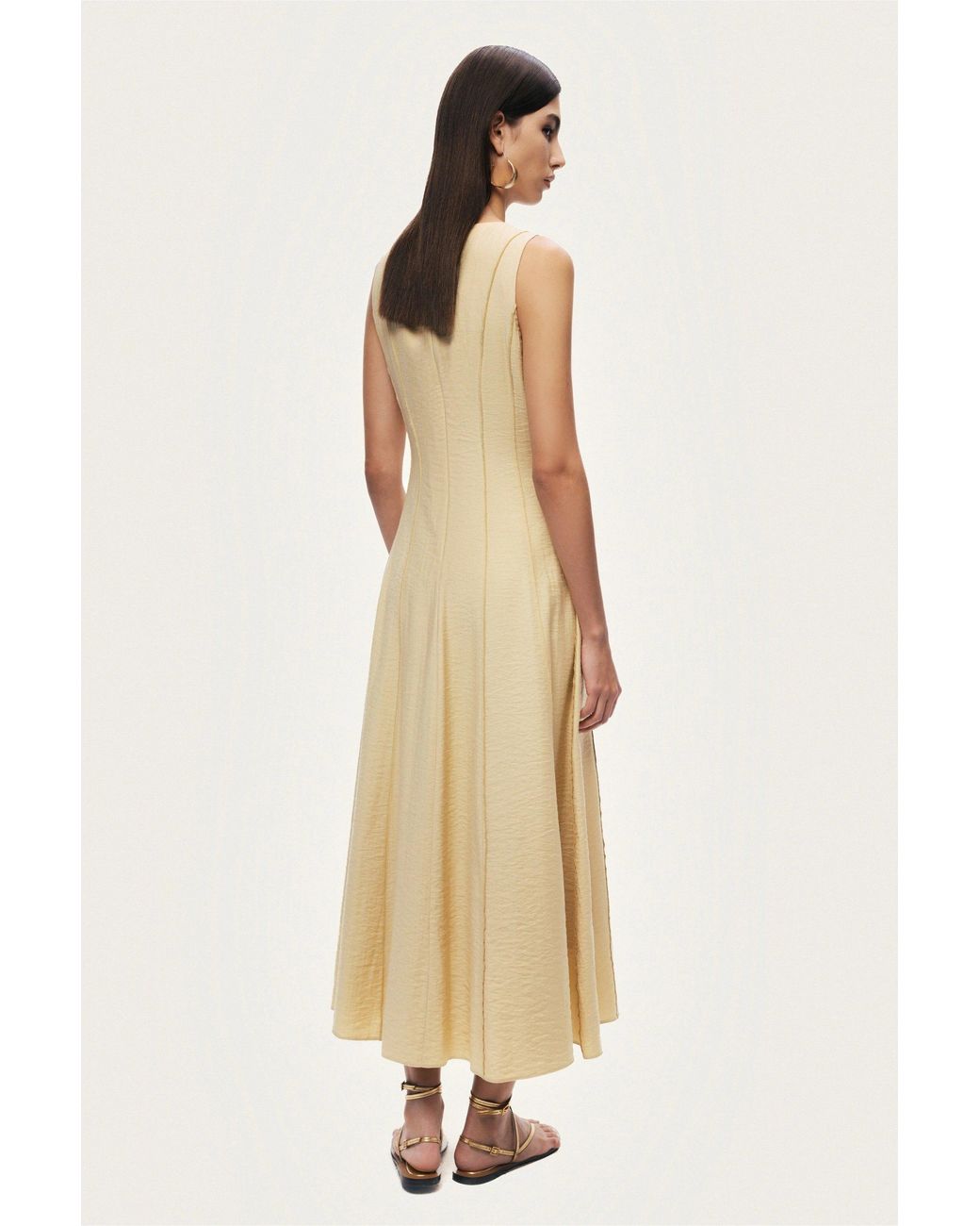 Nocturne Natural Sleeveless Textured Midi Dress