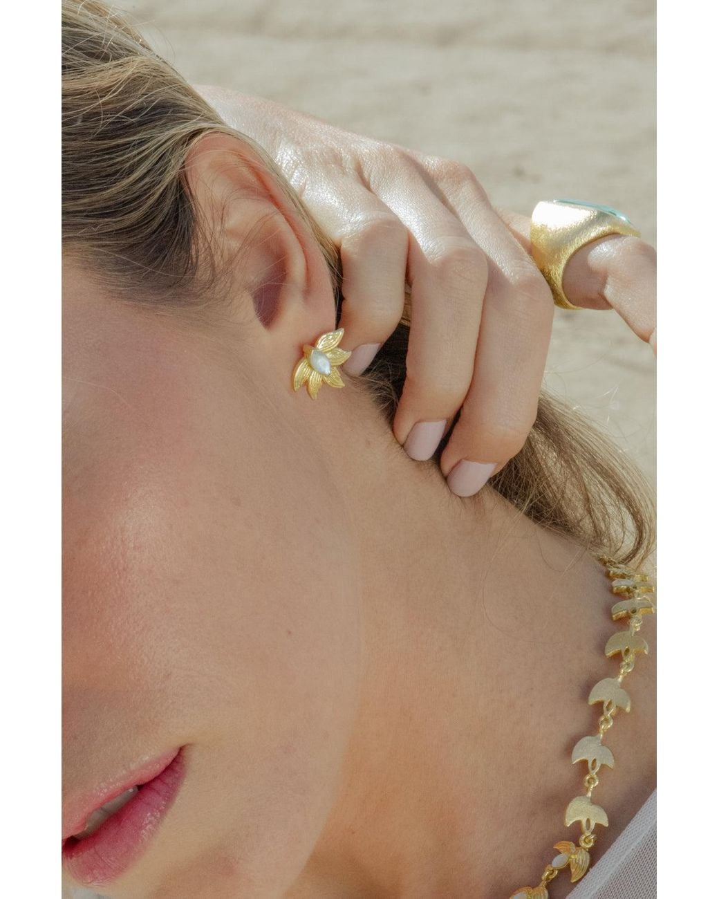 Marcia Moran Yellow Lili Stud Earrings With Aqua Doublet Stone