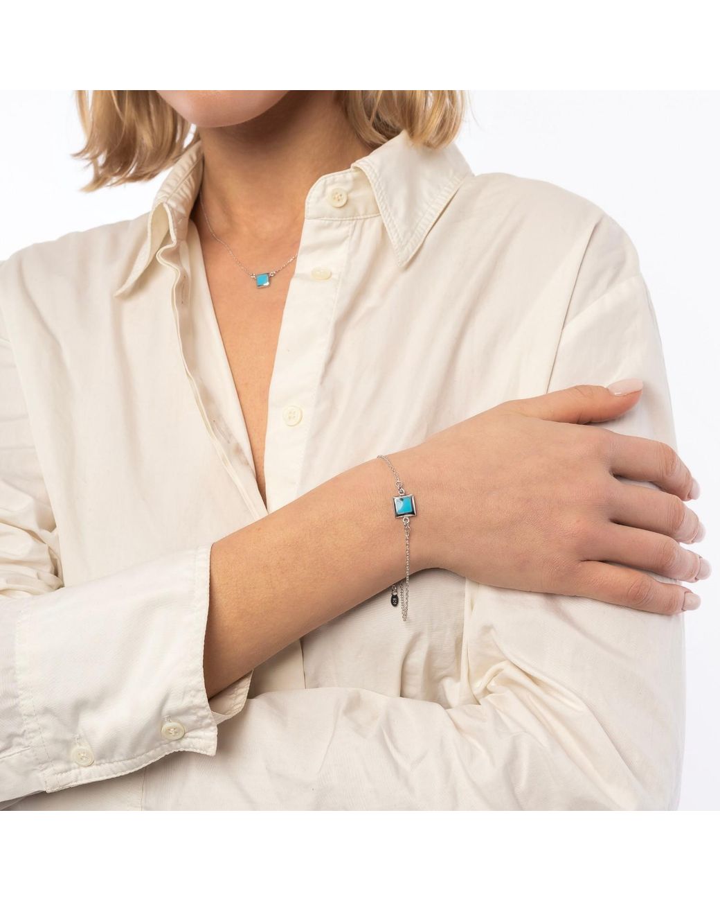 Spero London Blue Square Sterling Bracelet