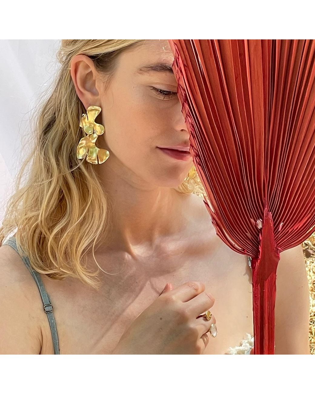 Rare Matters Jewelry Metallic Organic Leaf Statement Earrings