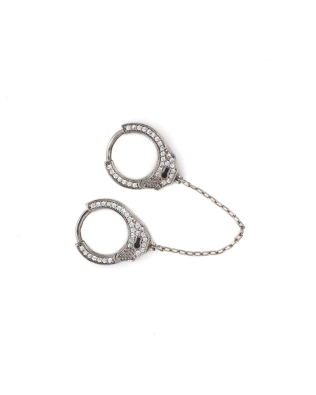 Ebru Jewelry White Sterling & Diamond Handcuff Design Earring