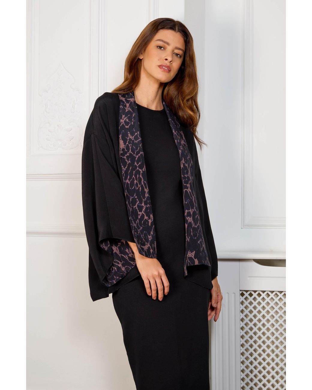 Artemis Muse Black Leopard Print & Reversible Kimono