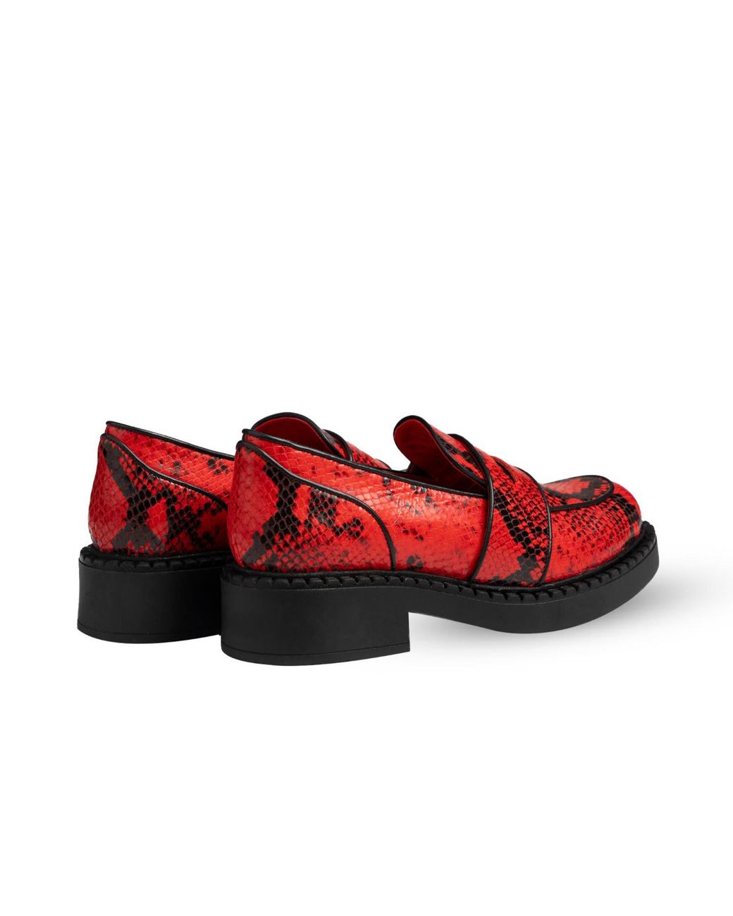 Rosamund Muir London Red Stratford & Snake Print Loafers