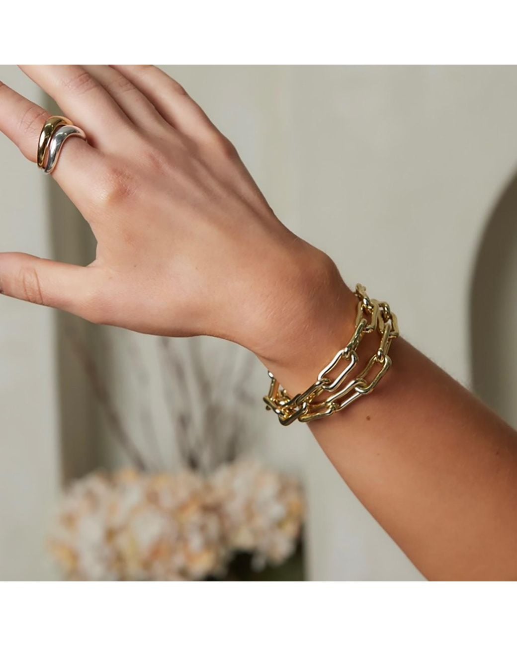 Crystals and Co Metallic Flow Link Bracelet