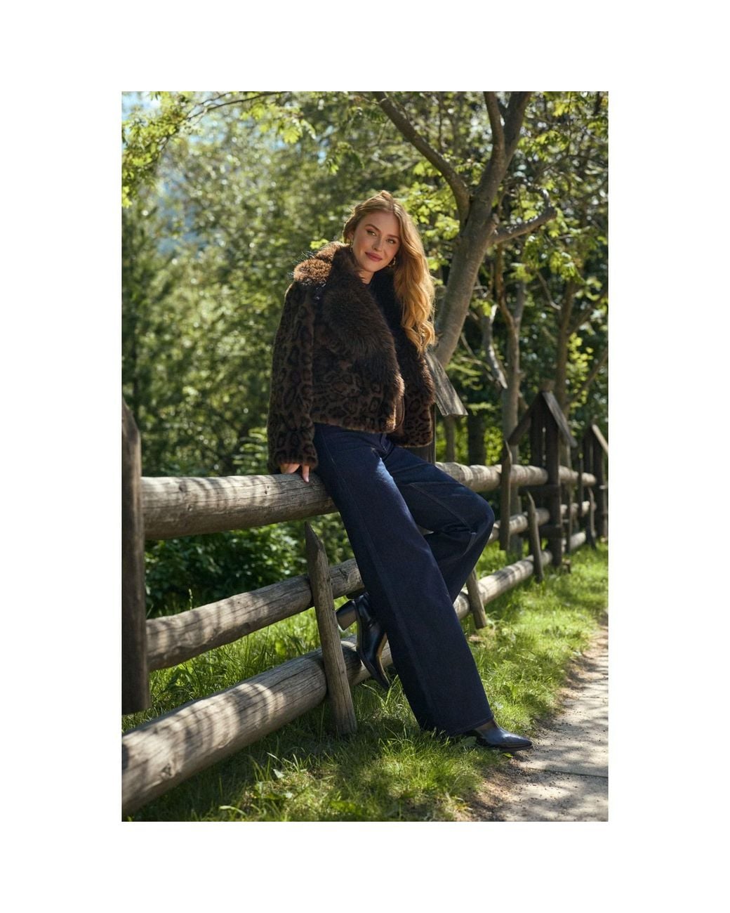 Saachi Brown Animal Print Faux Fur Jacket
