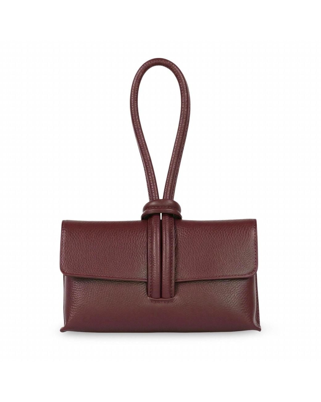 London Atelier Byproduct Red Burgundy Leather Loop Clutch Bag