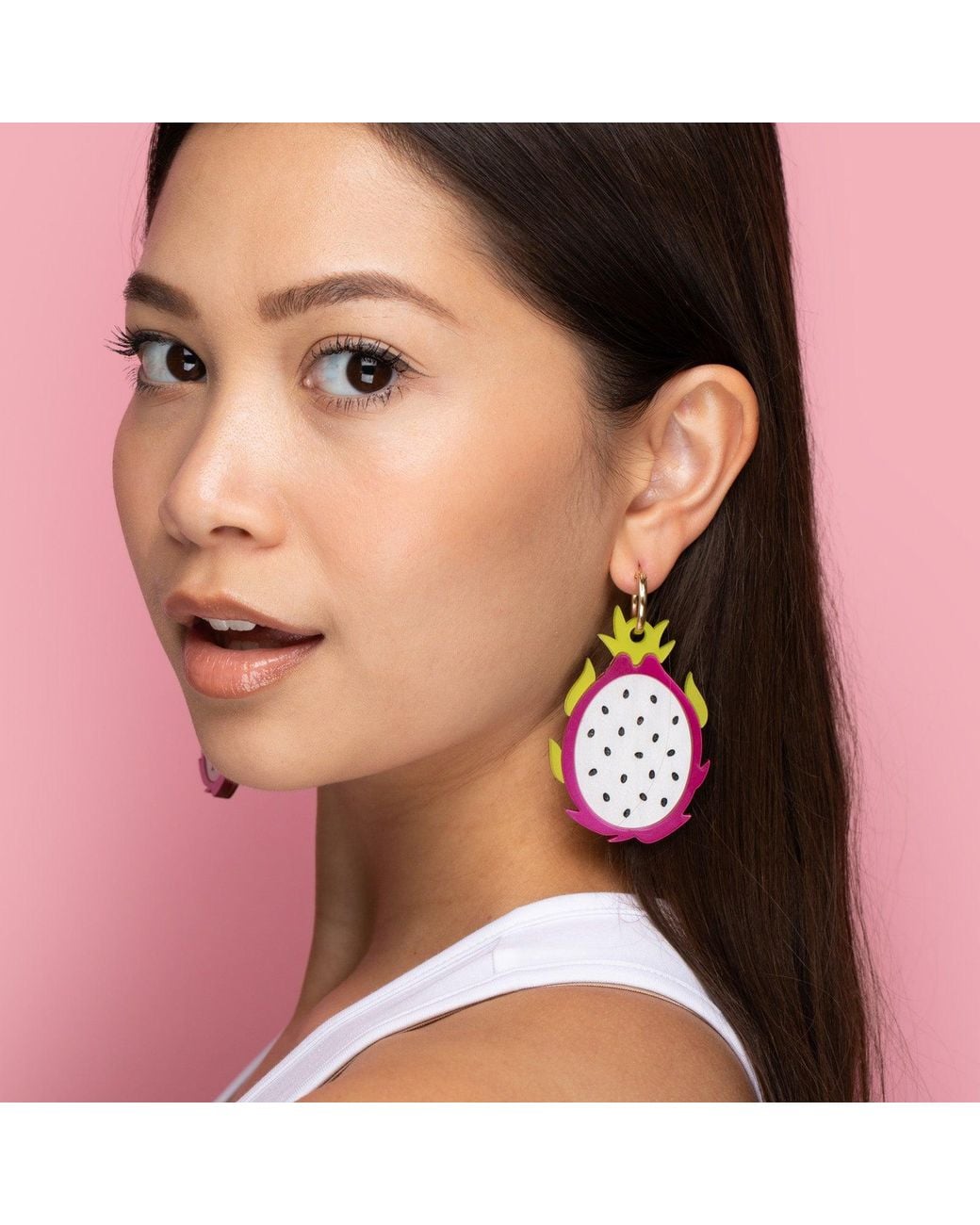 By Chavelli Pink Dragonfruit Earrings