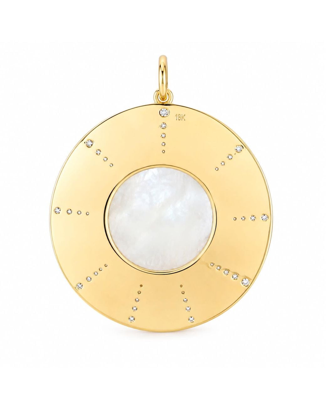 Artisan Metallic 18K Carved Moonstone & Diamond Sunburst Pendant