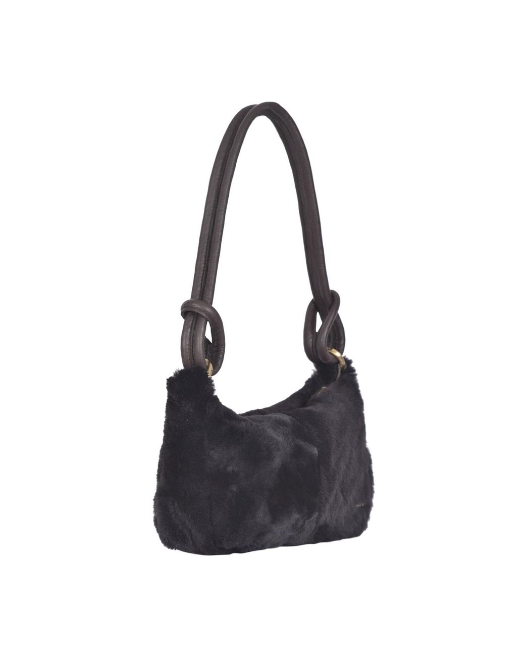 Owen Barry Black Sheepskin Shoulder Bag Ebony Devoran